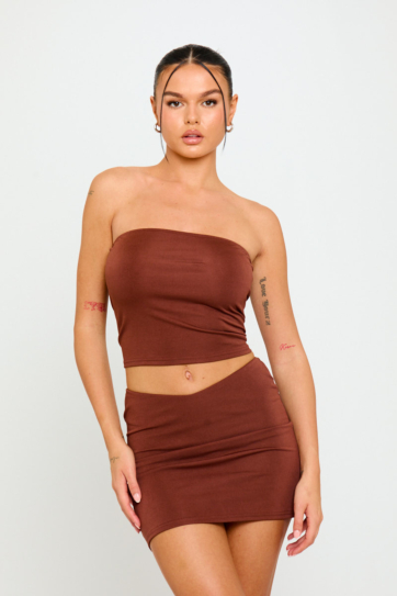 Brown Tube Top & Mini Skirt Co-Ord
